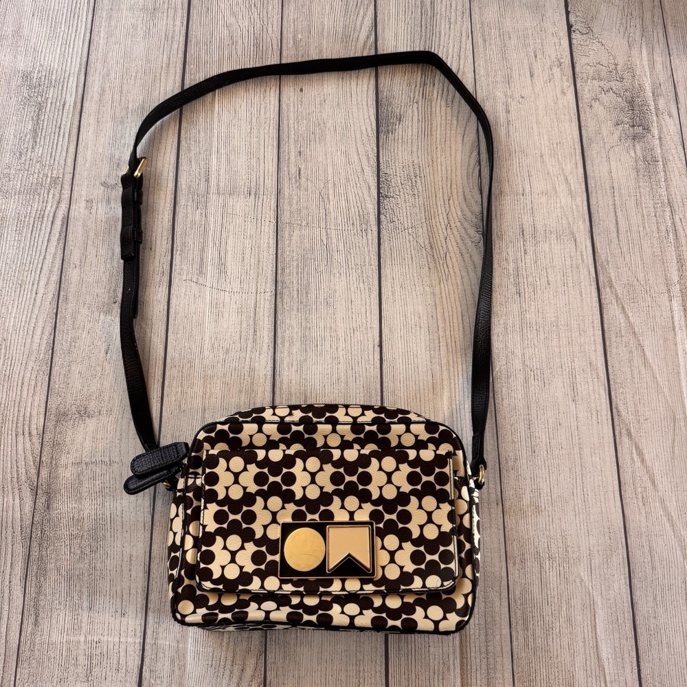 Orla Kiely Women's Brown Cream Floral Print Crossbody Shoulder Bag Gold Hardware